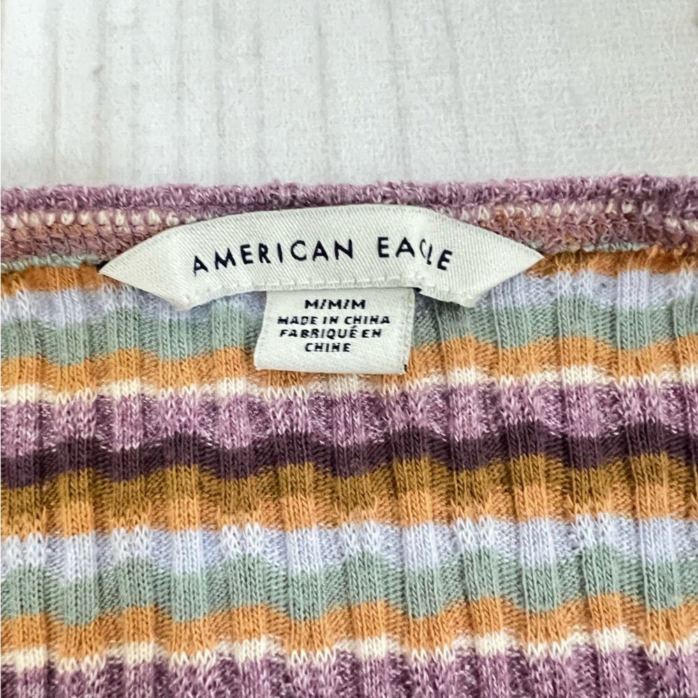 American Eagle Ribbed Tube Top Size Medium Multicolor Stripes Summer Festival - Picture 6 of 11